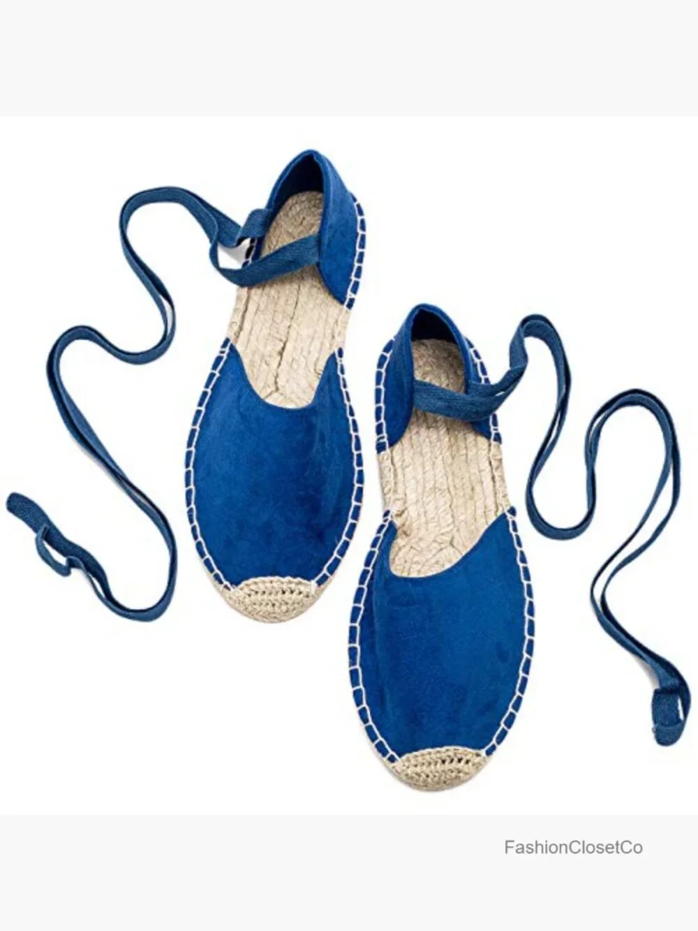 Faux Suede Cap-Toe Tie-Up Ankle Strap Espadrille Flat Sandals